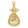 10k Yellow Gold Black and Clear CZ Micropave Money Bag Pendant
