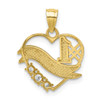 10k Yellow Gold With Rhodium-Plating CZ #1 Grandma In Heart Pendant