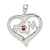 Sterling Silver CZ Mom Heart Pendant