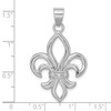 Sterling Silver Rhodium-Plated CZ Fleur De Lis Pendant