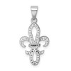 Sterling Silver Rhodium-Plate CZ Fleur De Lis Pendant QC8113