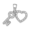 Sterling Silver CZ Heart and Key Fancy Pendant