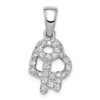 Sterling Silver CZ Heart and Key Fancy Pendant