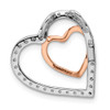 Rhodium-Plated Sterling Silver and Pink w/CZ Heart Slide Pendant