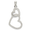 Sterling Silver Polished CZ Double Heart Pendant