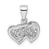 Sterling Silver CZ Small Double Hearts Pendant