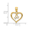 14k Yellow Gold 2-CZ Cut-Out Heart Pendant
