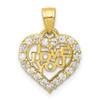 10k Yellow Gold Small CZ I Love You Heart Pendant