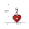Sterling Silver CZ Red Enamel Heart Pendant