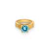 14k Yellow Gold 3D Ring with Blue CZ Pendant