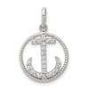 Sterling Silver Polished CZ Anchor Pendant QC8997