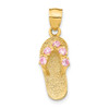 14k Yellow Gold October/CZ Simulated Birthstone Flip Flop Pendant