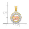 10k Yellow and Rose Gold with Rhodium-Plating CZ 15 Round Pendant