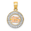 14k Two-Tone Gold W/White Rhodium CZ 15 Pendant