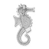 Sterling Silver Rhodium-plate Lab-Created Opal and CZ Seahorse Slide