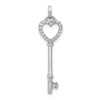 14k White Gold Diamond Heart Key Charm