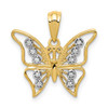 14k Yellow Gold And Rhodium Diamond Butterfly Pendant