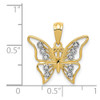 14k Yellow Gold And Rhodium Diamond Butterfly Pendant