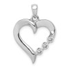 14k White Gold Three Stone Lab Grown Diamond Si1/Si2, G H I, Heart Pendant