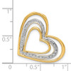 14k Yellow Gold .01ctw Diamond and Rhodium Triple Heart Slide Pendant