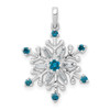14k White Gold 1/4ctw Blue and White Diamond Snowflake Pendant