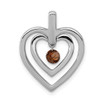 14k White Gold 1/6ctw Red Diamond Double Heart Pendant