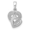 Rhodium-Plated Sterling Silver Diamond Accent Heart Pendant