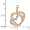 14k Rose Gold w/Rhodium Diamond Entwined Hearts Pendant