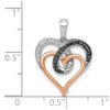 14k White and Rose Gold Polished White and Black Diamond Hearts Pendant