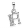 14k White Gold Polished .01ctw Diamond Initial H Pendant