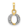 14k Yellow Gold and Rhodium Polished .01ctw Diamond Initial O Pendant