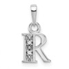 14k White Gold Polished .01ctw Diamond Initial R Pendant