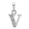 14k White Gold Polished .01ctw Diamond Initial V Pendant