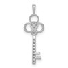 14k White Gold Diamond Club Key Pendant