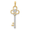 14k Yellow Gold Diamond Club Key Pendant