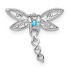 14k White Gold Blue Topaz and Diamond Dragonfly Slide