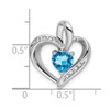 10k White Gold Blue Topaz and Diamond Heart Pendant