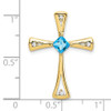 10k Yellow Gold Blue Topaz And Diamond Cross Pendant