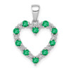 14K White Gold Diamond and Emerald Heart Pendant