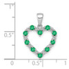 14K White Gold Diamond and Emerald Heart Pendant
