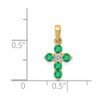 14k Yellow Gold Emerald And Diamond Cross Pendant