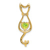 14k Yellow Gold Peridot And Diamond Cat Pendant