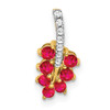 14k Yellow Gold Ruby And Diamond Leaf Pendant