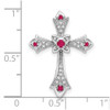 14k White Gold Ruby and Diamond Fleur de Lis Cross Slide