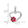 10k White Gold Diamond and Ruby Heart w/ Flower Pendant