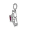 14k White Gold 1/6ctw Diamond And .70Ctw Ruby Fancy Pendant