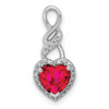 14k White Gold Diamond and .75ctw Ruby Heart Slide