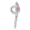 14k White Gold Lab-Created Pink Sapphire and Diamond Dragonfly Slide