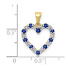 10k Yellow Gold Diamond And Sapphire Heart Pendant