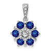 14k White Gold Sapphire & Diamond Floral Pendant PM7192-SA-009-WA